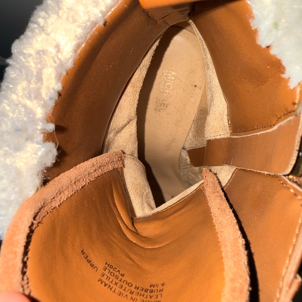 Leather Michael Kors Tan Lace-Up Boots - Picture 7 of 7
